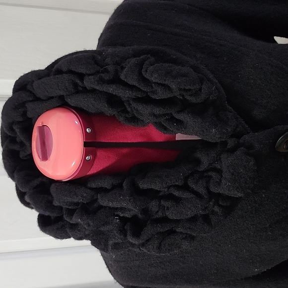 Womens 100% wool coat black 3/4 length Size large Dalia Collection - Picture 2 of 8